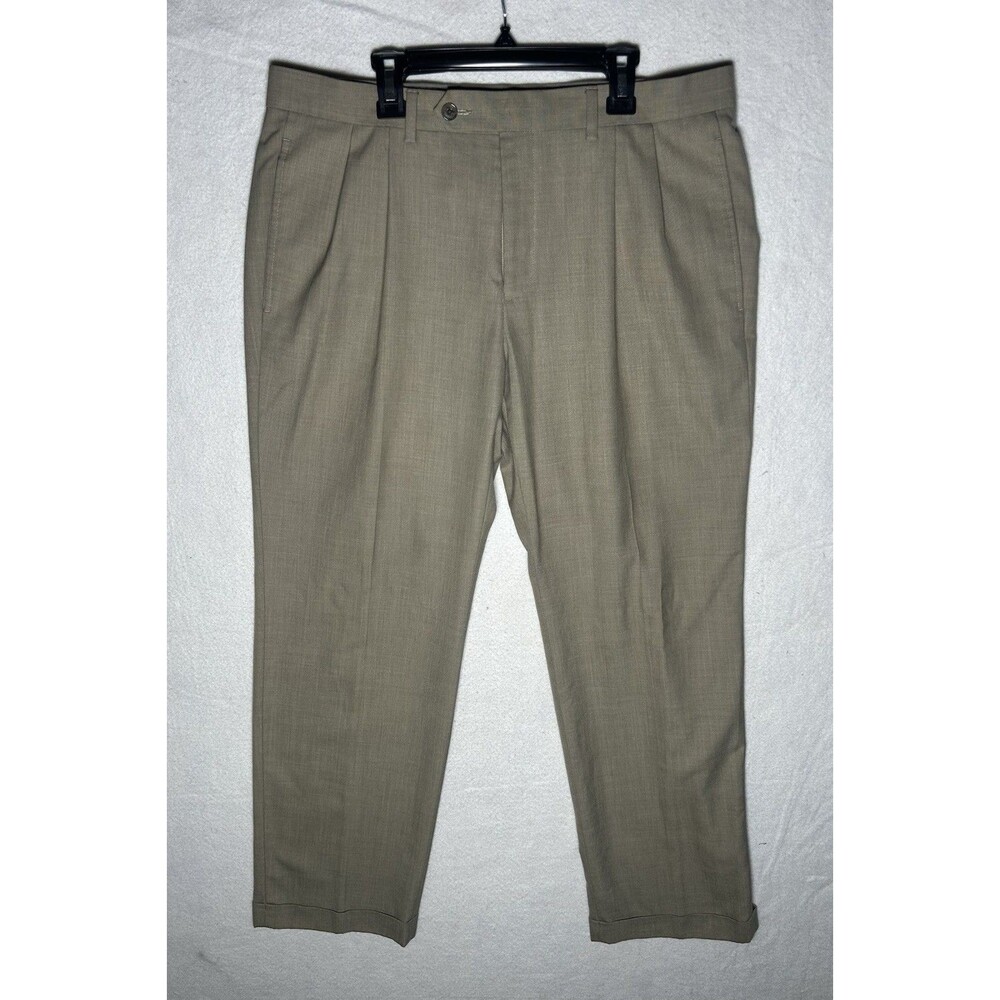 Lauren Ralph Lauren Men’s Beige Pleated Dress Pants 34W Straight Leg Pockets